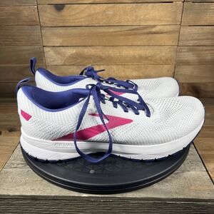 Brooks Revel 5 Running Shoe White Pink Womens Size 9.5 Lace Up Athletic Shoes